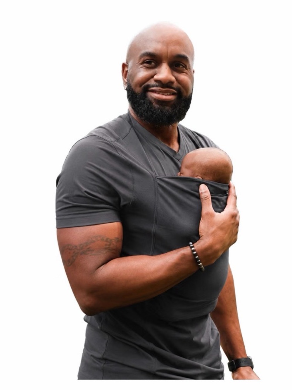 Lalabu “Dad Shirt” Men's V-Neck Babywearing T-Shirt in Dark Gray XL